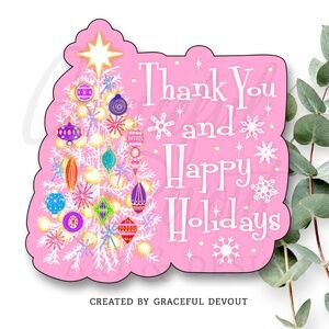 Thank You And Happy Holidays -2" (inches) Sticker (96ct.)  [GD102-96]